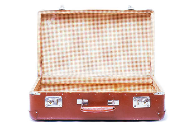 velha mala aberta - obsolete suitcase old luggage imagens e fotografias de stock