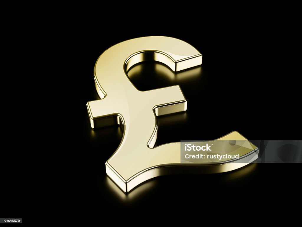 Golden Simbolo della sterlina - Foto stock royalty-free di Brillante
