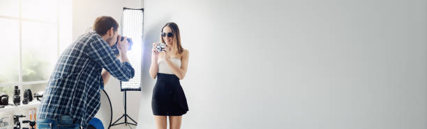 istock Fashion model posing at the studio 916456912