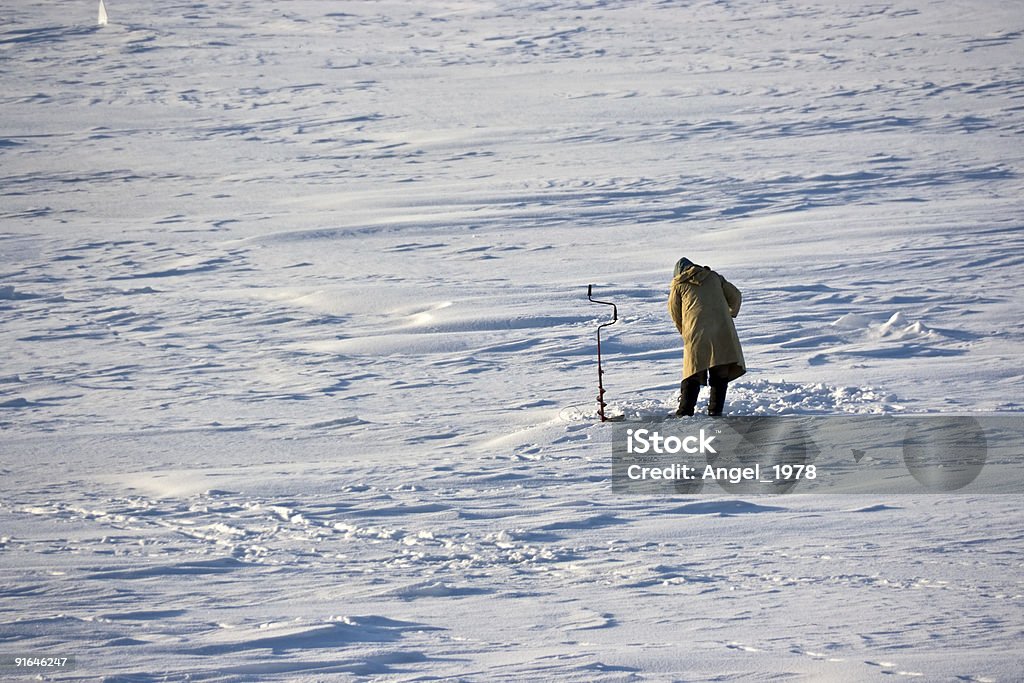 De inverno fisherman - Foto de stock de Adulto royalty-free