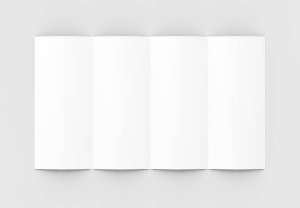 istock Four folded - 4-Fold - vertical brochure mock-up isolated on soft gray background. 3D illustrating. 916463716
