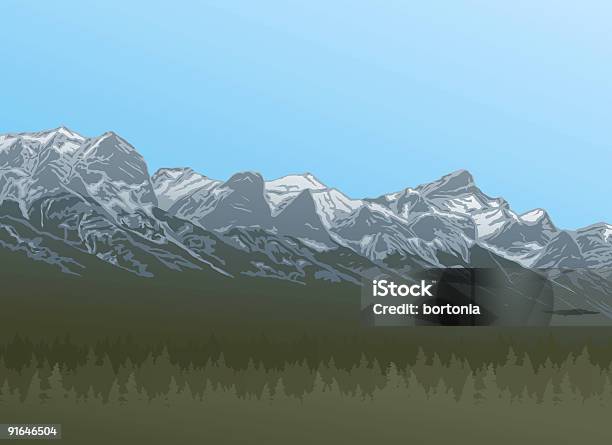 Rocky Montagne - Immagini vettoriali stock e altre immagini di Montagna - Montagna, Montagne Rocciose, Pino