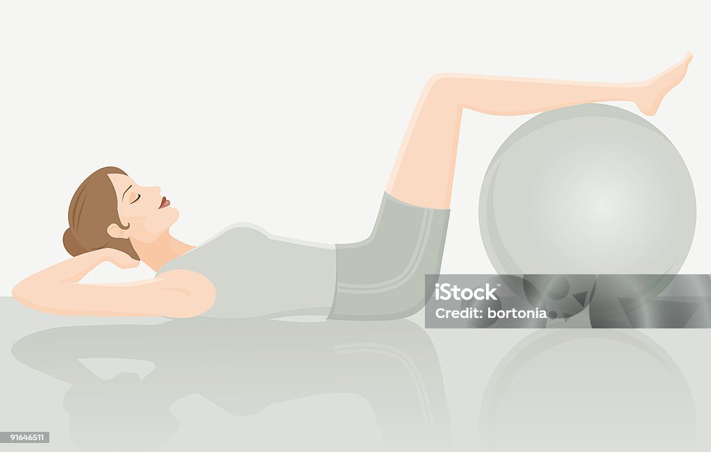 Женщина на Тренировочный мяч - Стоковые иллюстрации Тренировка с собственным весом роялти-фри