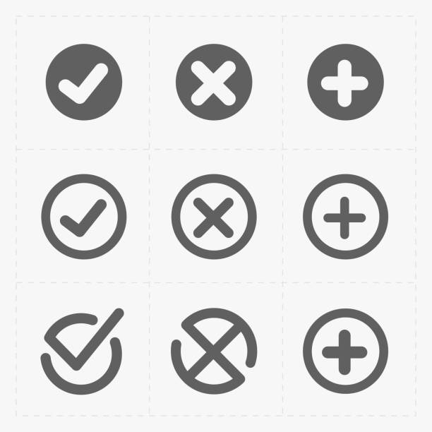 Vector black confirm icons set This is a vector illustration of Vector black confirm icons set plus sign stock illustrations