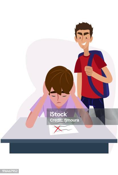 Sad Student With Note Stock Illustration - Download Image Now - Adult,  Aggression, Backpack - iStock