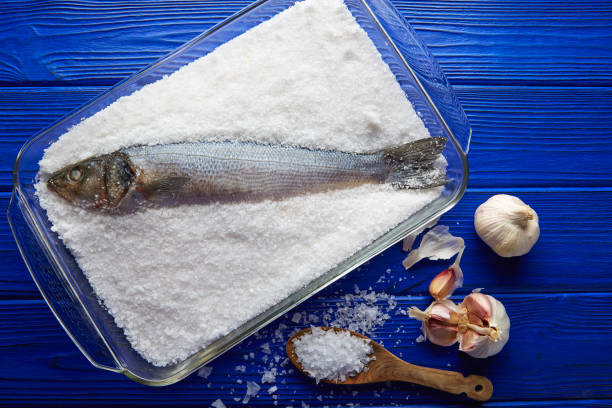 Seabass baked in sea salt seabass crusted from Mediterranean lubina