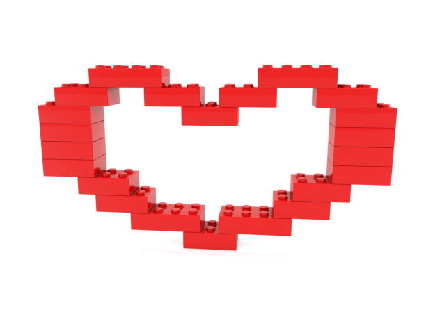 istock Red heart built from toy bricks with empty middle.3d illustration 916474804