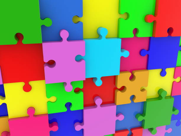 istock Wall of puzzle pieces in various colors.3d illustration 916476976