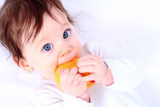 Baby tasting stock photo