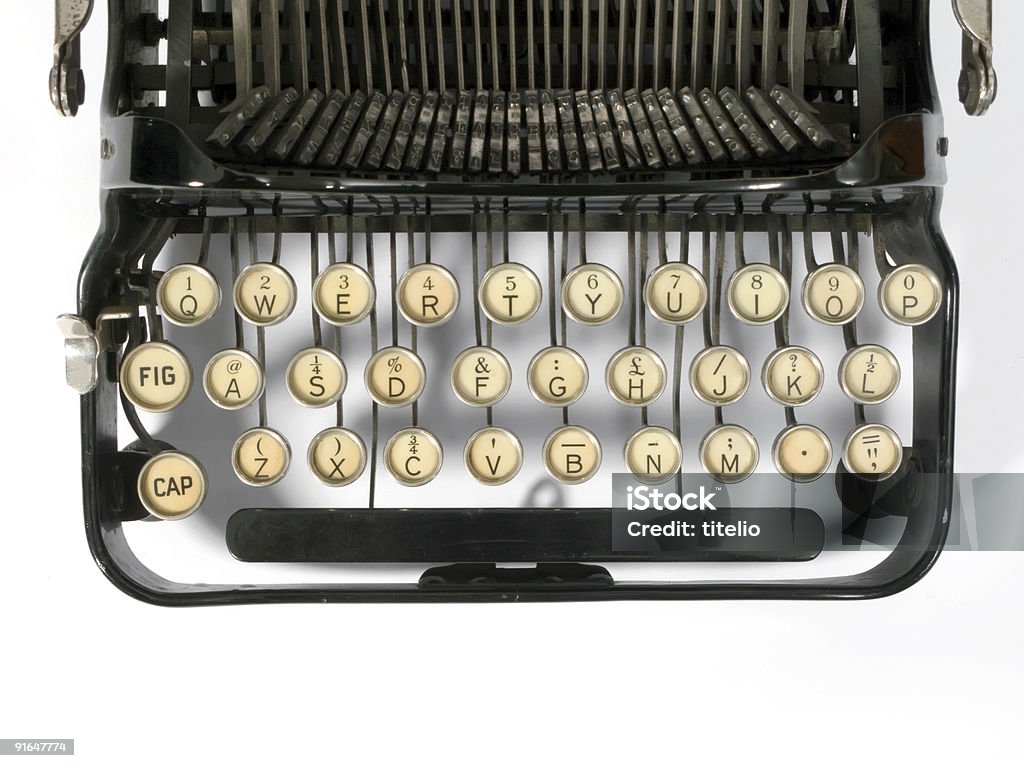 Teclado de máquina de escribir - Foto de stock de Antigualla libre de derechos