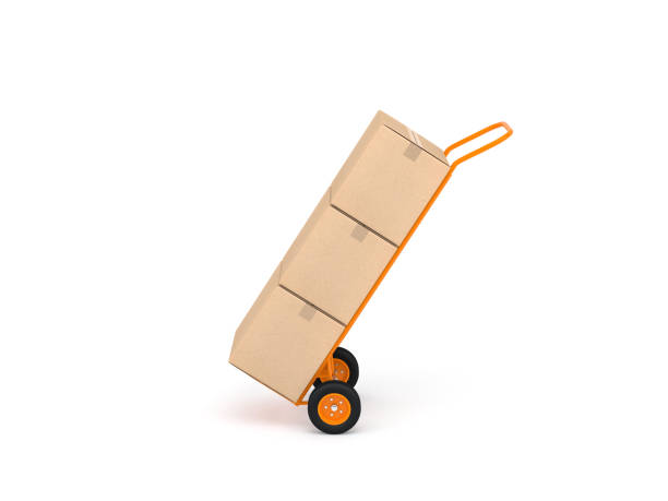 istock Hand Truck with cardboard boxes isolated on white 916481466