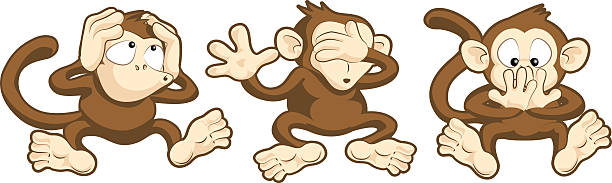 Hear, speak, see no evil monkeys illustration  speak no evil stock illustrations