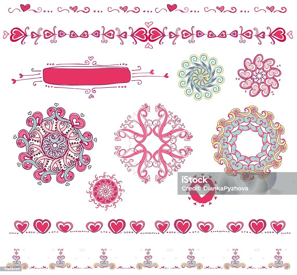 Conjunto de elementos de diseño de San Valentín - Ilustración de stock de Abstracto libre de derechos