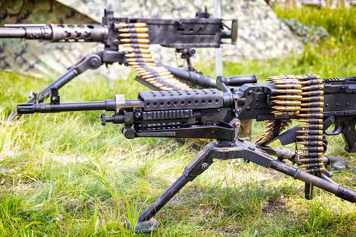 M240 machine gun with bullets