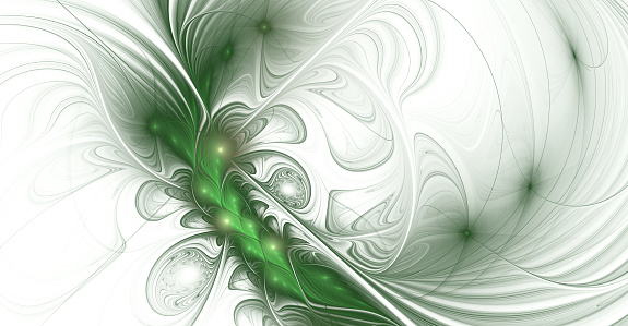 Delicate Flower Dream in soft green colors an abstract floral composition based on a flame fractal. Computer generated graphics. Abstract floral fractal background for art projects