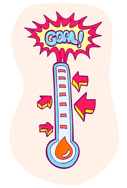 Goal attainment meter  cartoon thermometer stock illustrations