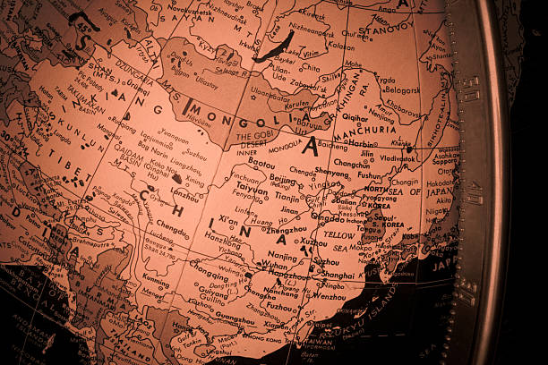 istock Closeup Map of China Region on a Globe Cross-Processed 91649561