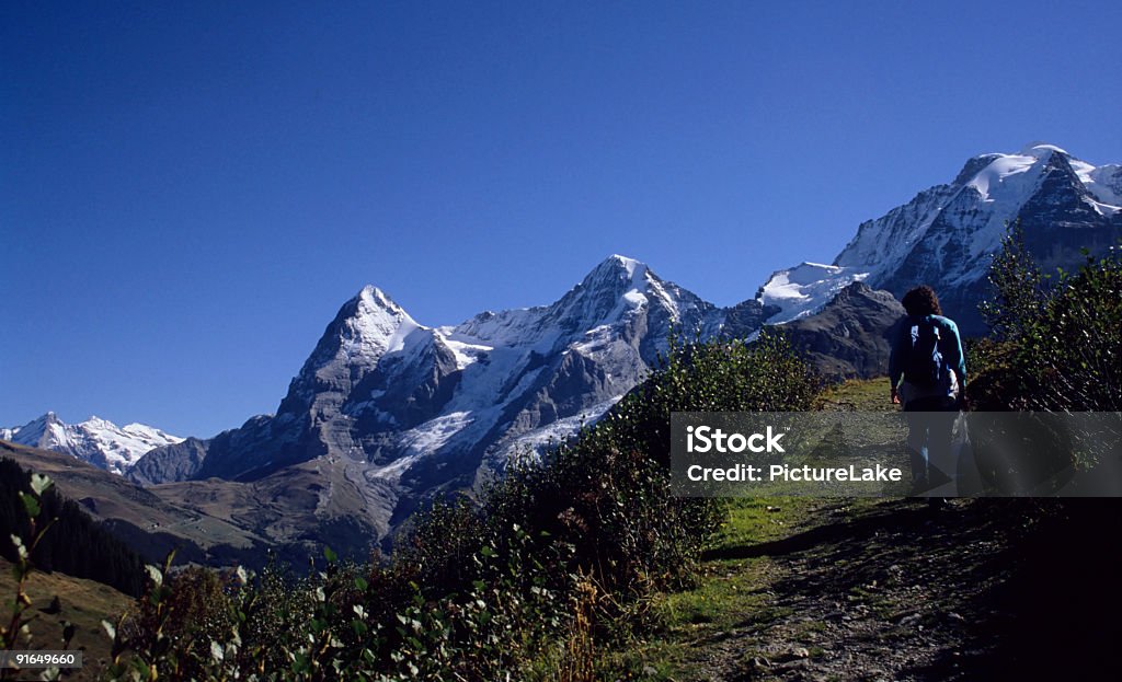 Senda de excursionismo a Jungfrau - Foto de stock de Actividades recreativas libre de derechos