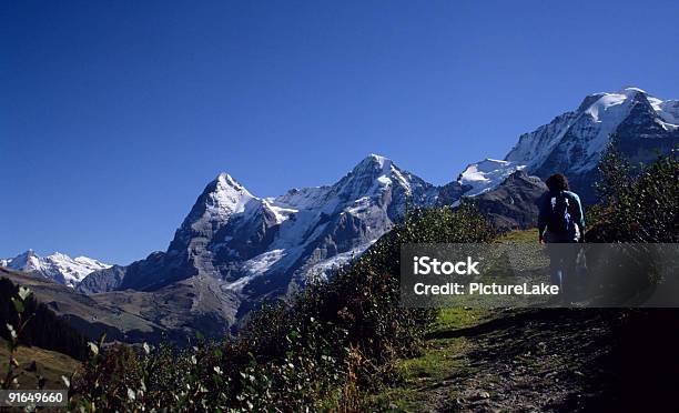 Senda De Excursionismo A Jungfrau Foto de stock y más banco de imágenes de Actividades recreativas - Actividades recreativas, Aire libre, Aislado