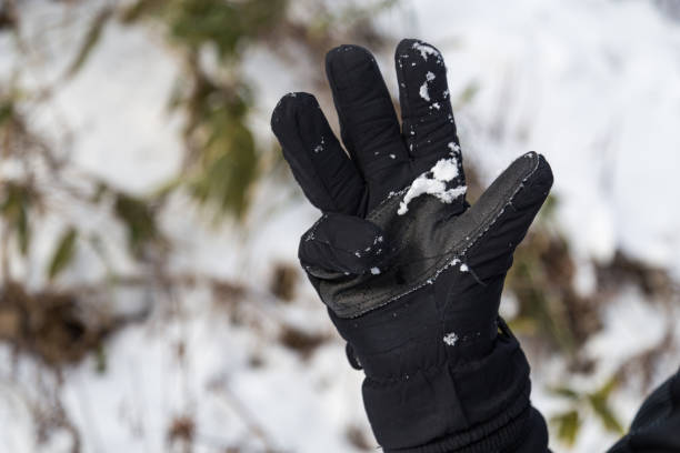 istock Hand in winter glove gesture number nine 916498334