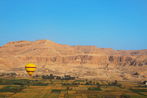 istock Hot air balloon against mountains sky and temple 91650382