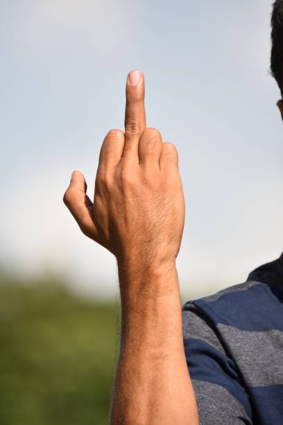 istock Obscene Gesture And Young Male 916504374