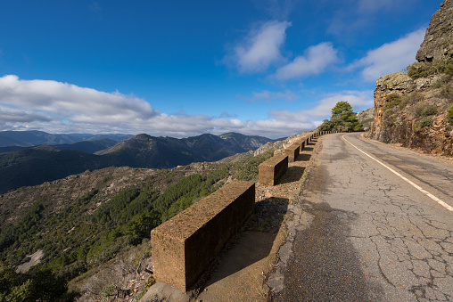 Road in mountain landscape in las Batuecas natural park.