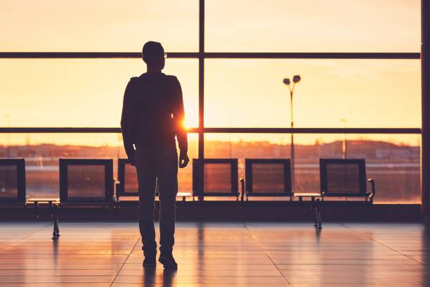 istock Airport terminal at the sunset 916533936
