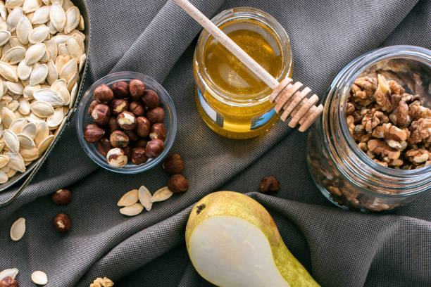 overhead view of ingredients for homemade granola