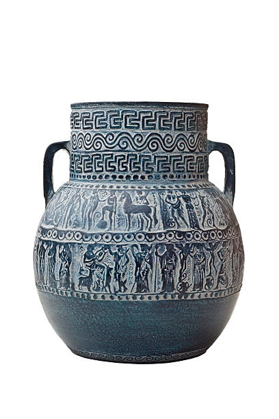 греческий ваза изолированные на белом - jug decorative urn ancient greek culture стоковые фото и изображения