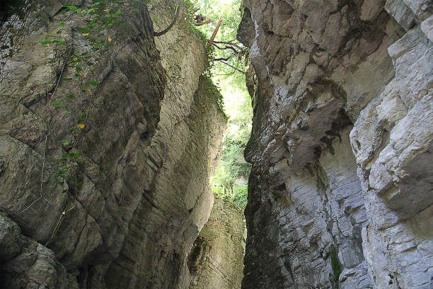 istock hidden white rocky gorge in the valley view from below 916540528