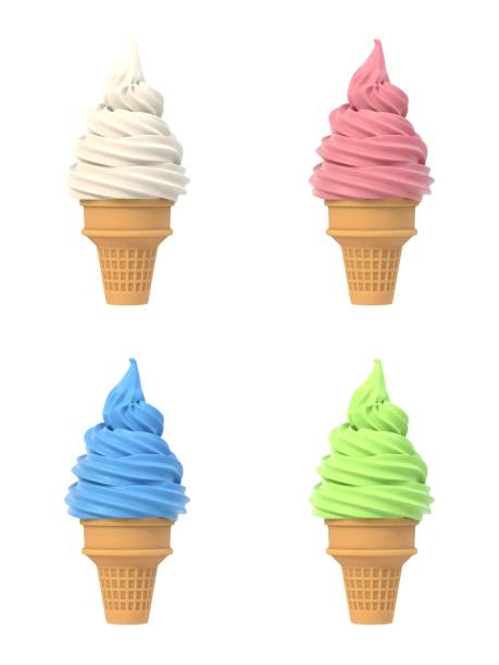istock Soft ice icecream in waffle cone set 916562788