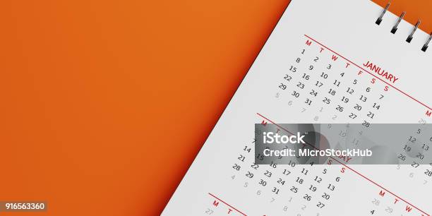 White Calendar On Orange Background Stock Photo - Download Image Now - Calendar, Personal Organizer, Meeting