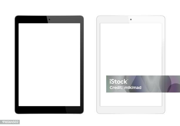 Black And White Digital Tablet Stock Photo - Download Image Now - Digital Tablet, Cut Out, Template