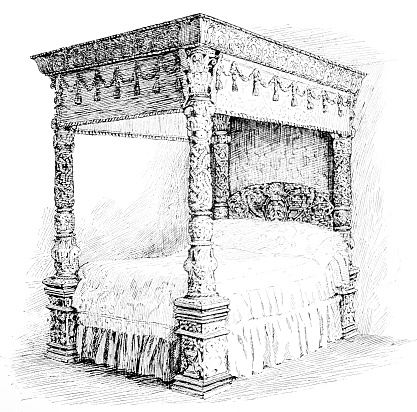 The Golden Bed of Brahan Castle from the historic pre-1900 book 