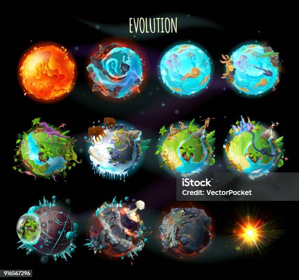 Evolution Of Earth Vector Concept Illustration Stock Illustration - Download Image Now - Planet Earth, Evolution, Planet - Space