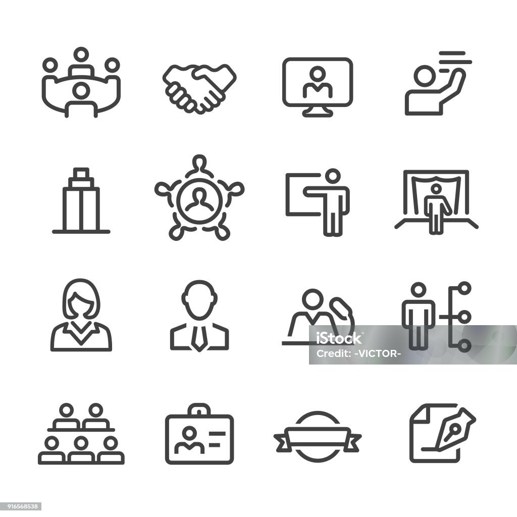 Business Convention Icons - Line Series Business Convention, meeting Icon Symbol stock vector