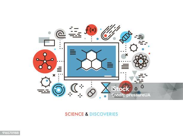 Stem Education Flat Line Illustration Stock Illustration - Download Image Now - STEM - Topic, Stem Cell, University