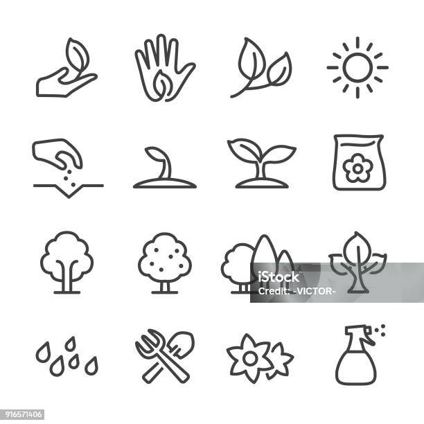 Growing Icons Line Series Stock Illustration - Download Image Now - Icon Symbol, Tree, Growth