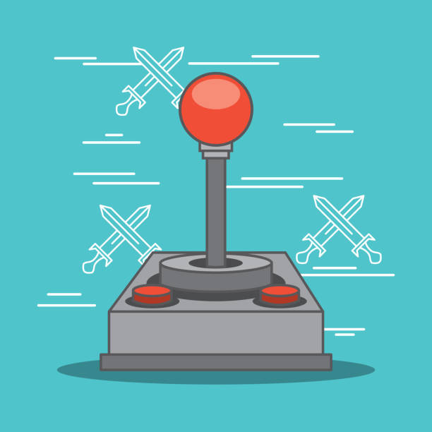 ilustrações, clipart, desenhos animados e ícones de dispositivo de vídeo game de botões de joystick clássico - compulsive gambling