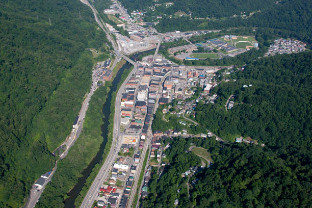 Aerial view of Logan West Virginia Aerial view of Logan West Virginia photograph taken August 2011 logan west stock pictures, royalty-free photos & images