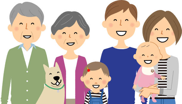 幸せな家族 - 家族　笑顔点のイラスト素材／クリップアート素材／マンガ素材／アイコン素材