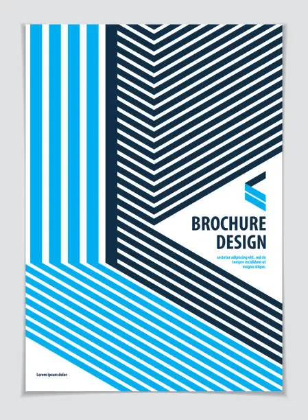 Vector illustration of Future geometric design template. Abstract striped textured geometric vector pattern. Layout for Cover, Placard, Poster, Flyer and Banner Design. A4 print format.