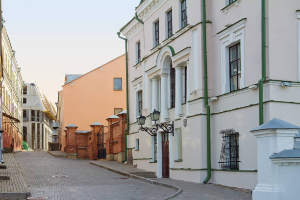 istock Old small street in Minsk, Belarus 916586196