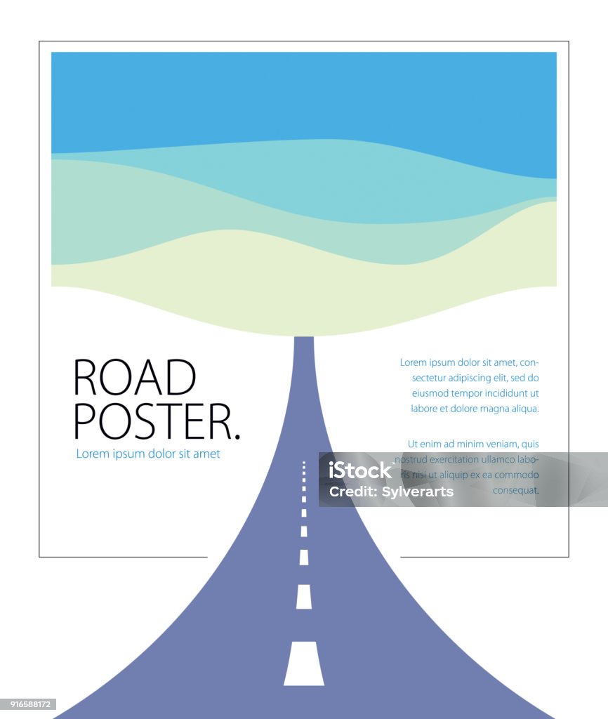 Country road curved highway vector perfect design illustration. The way to nature, hills and fields camping and travel theme. Can be used as a road banner or billboard with copy space for text. Road stock vector