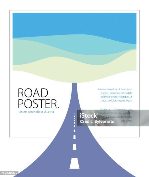 Country Road Curved Highway Vector Perfect Design Illustration The Way To Nature Hills And Fields Camping And Travel Theme Can Be Used As A Road Banner Or Billboard With Copy Space For Text Stock Illustration - Download Image Now