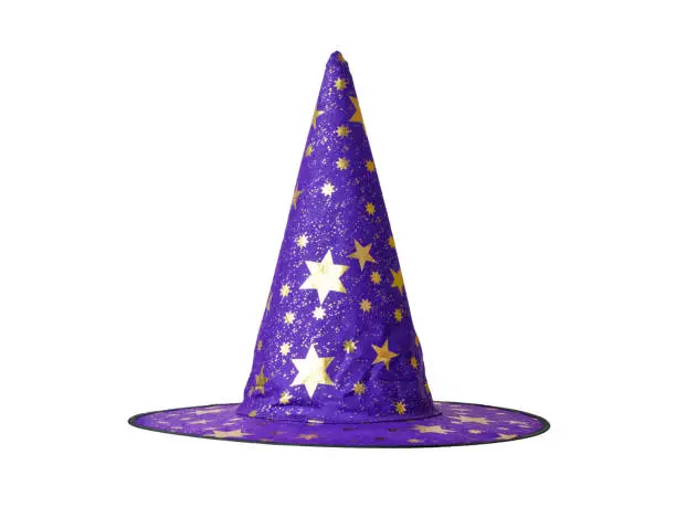 Wizard hat with stars isolated on white