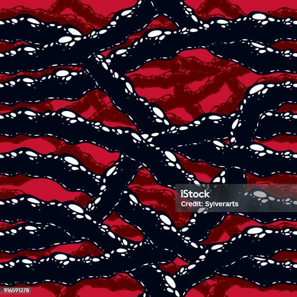 Horror Roots Design Disgusting Horror And Nightmare Seamless Pattern Vector Background ...