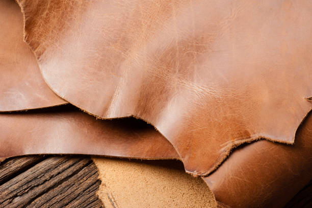 Brown Leather For Leather Working Stock Photo - Download Image Now