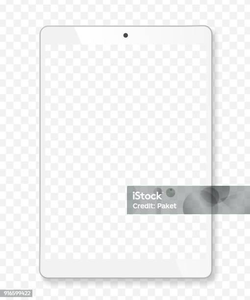 Realistic Tablet Portable Computer Mockup Stock Illustration - Download Image Now - Digital Tablet, Graphics Tablet, White Color